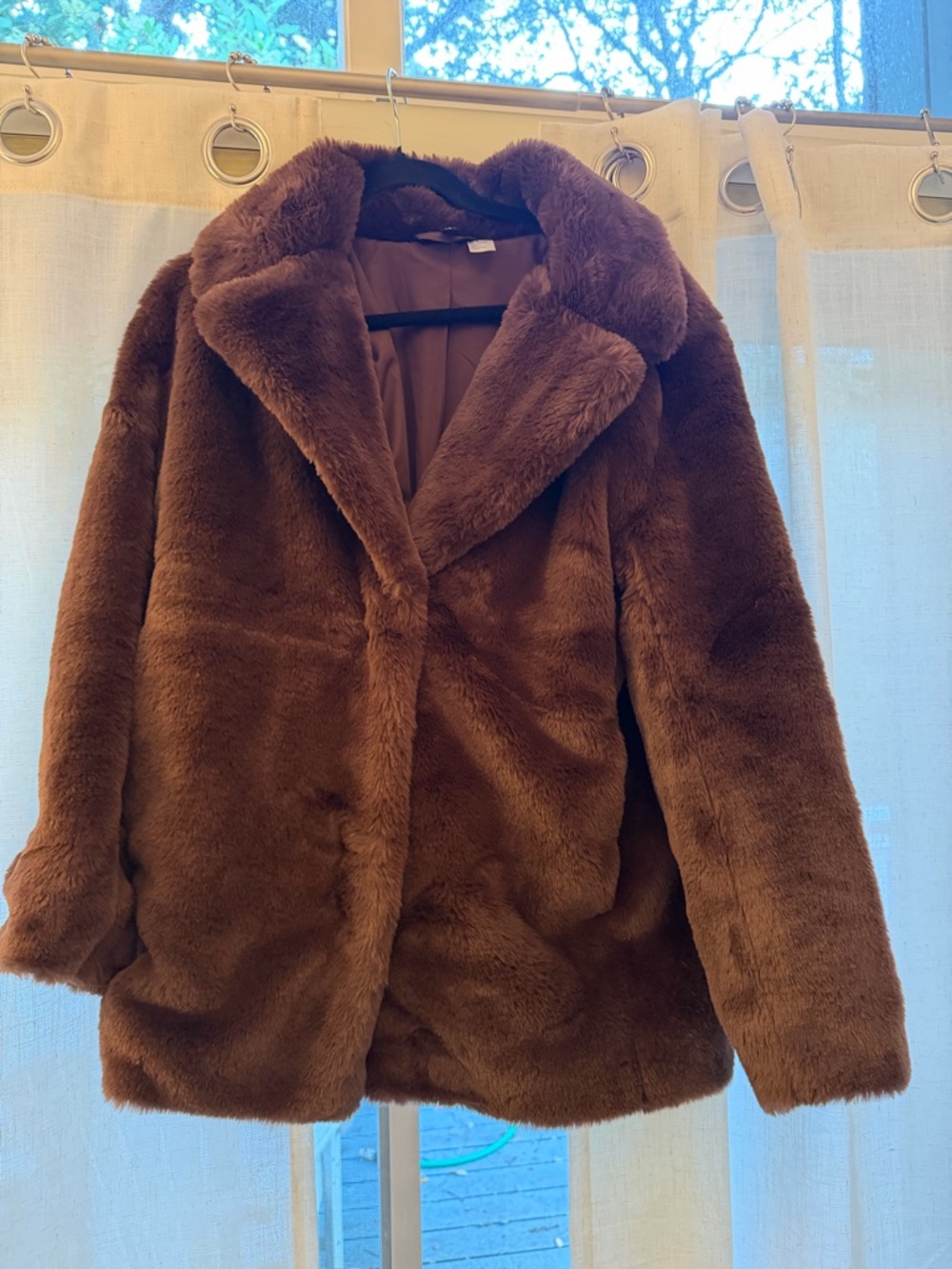 H&M Faux Fur Coat - Brown size medium